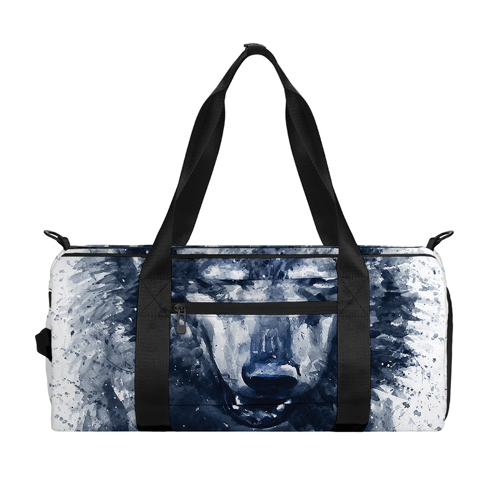 Watercolor Wolf Portrait Print Gym Bag