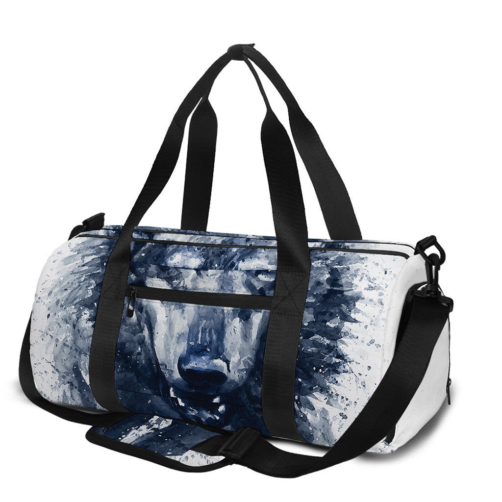 Watercolor Wolf Portrait Print Gym Bag