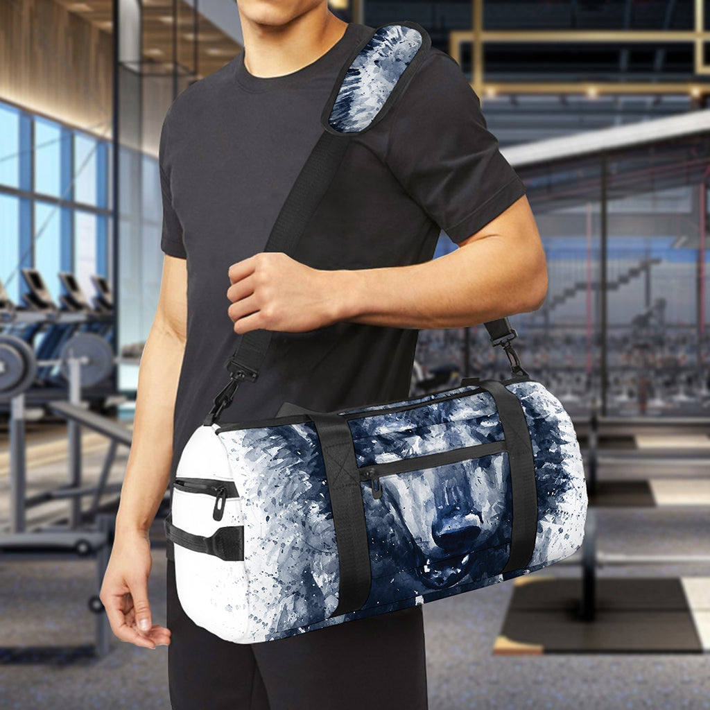 Watercolor Wolf Portrait Print Gym Bag