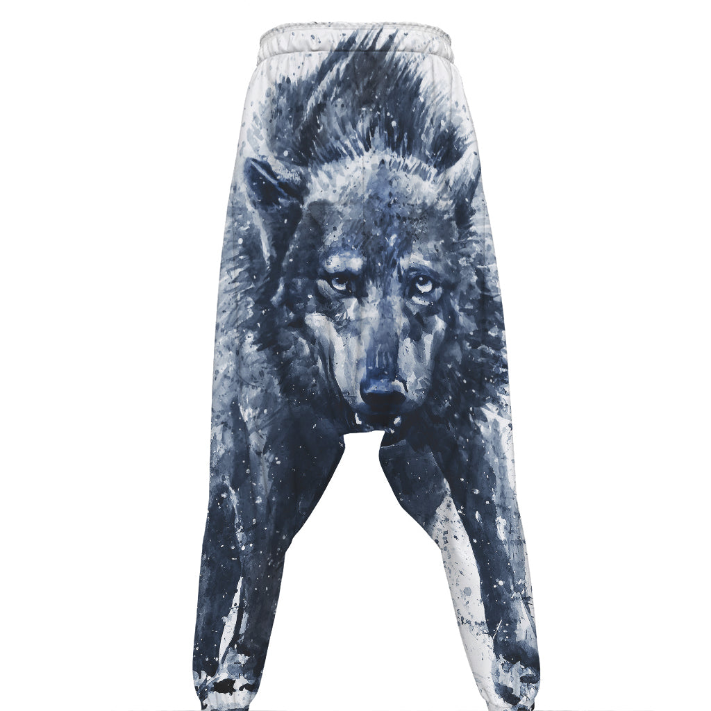 Watercolor Wolf Portrait Print Hammer Pants