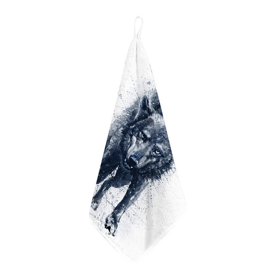 Watercolor Wolf Portrait Print Hand Towel