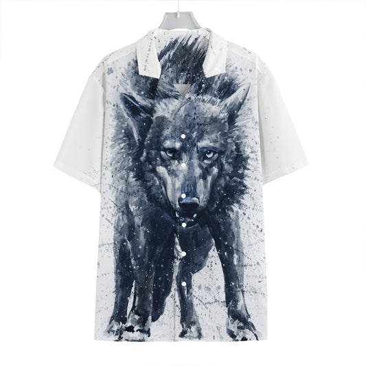 Watercolor Wolf Portrait Print Hawaiian Shirt
