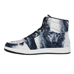 Watercolor Wolf Portrait Print High Top Leather Sneakers