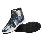 Watercolor Wolf Portrait Print High Top Leather Sneakers