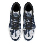 Watercolor Wolf Portrait Print High Top Leather Sneakers