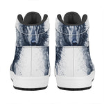 Watercolor Wolf Portrait Print High Top Leather Sneakers