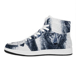 Watercolor Wolf Portrait Print High Top Leather Sneakers