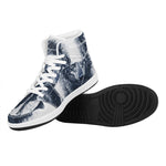 Watercolor Wolf Portrait Print High Top Leather Sneakers
