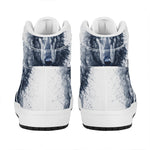 Watercolor Wolf Portrait Print High Top Leather Sneakers