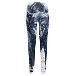 Watercolor Wolf Portrait Print High-Waisted Pocket Leggings