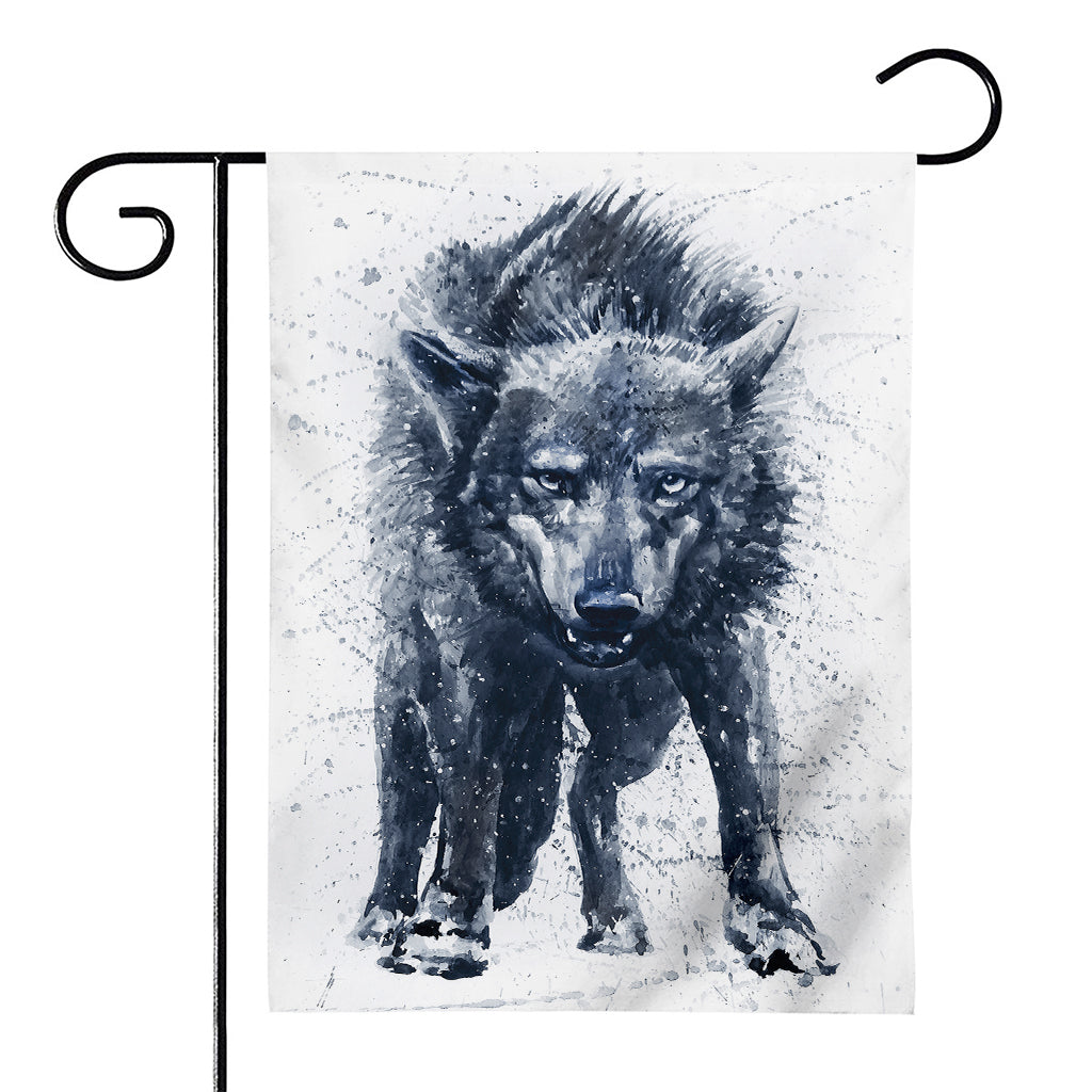 Watercolor Wolf Portrait Print House Flag