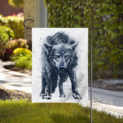 Watercolor Wolf Portrait Print House Flag