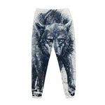 Watercolor Wolf Portrait Print Jogger Pants