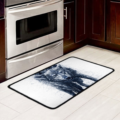 Watercolor Wolf Portrait Print Kitchen Mat