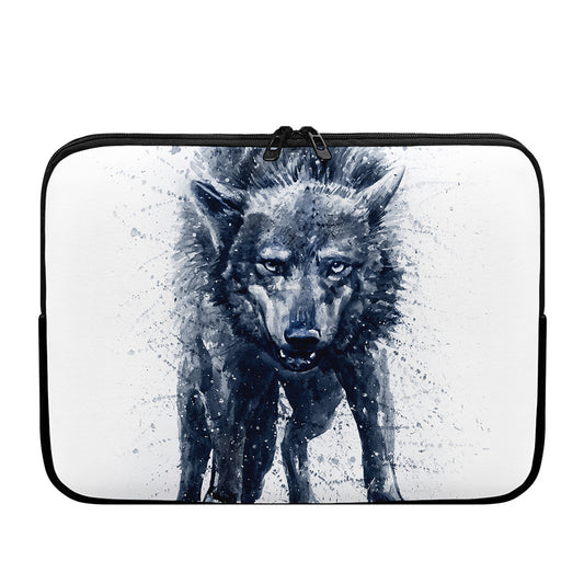 Watercolor Wolf Portrait Print Laptop Sleeve