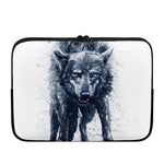 Watercolor Wolf Portrait Print Laptop Sleeve
