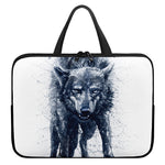 Watercolor Wolf Portrait Print Laptop Sleeve With Handle