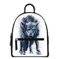 Watercolor Wolf Portrait Print Leather Backpack