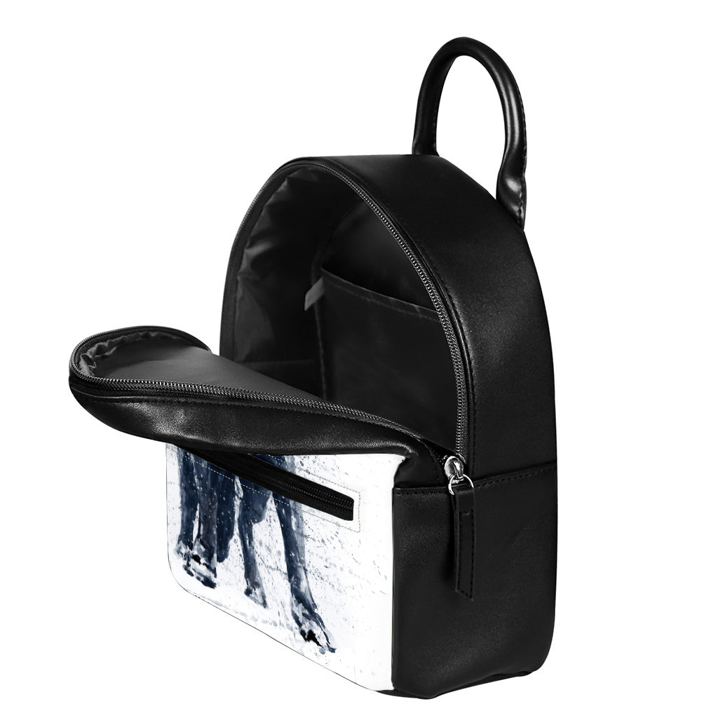 Watercolor Wolf Portrait Print Leather Backpack