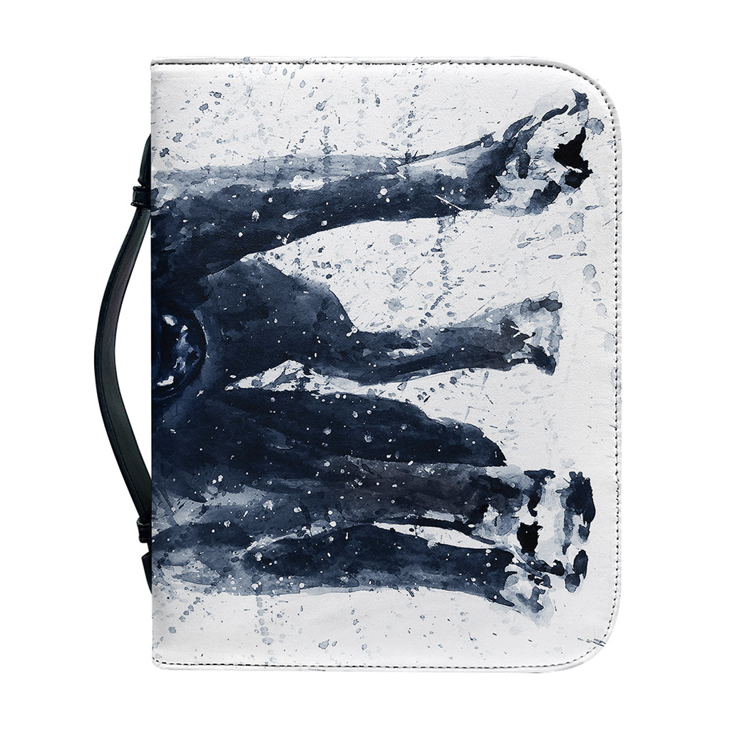 Watercolor Wolf Portrait Print Leather Bible Cover