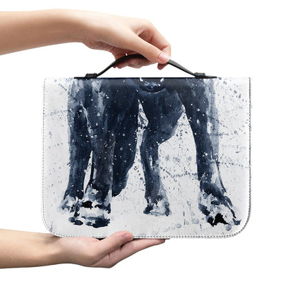 Watercolor Wolf Portrait Print Leather Bible Cover