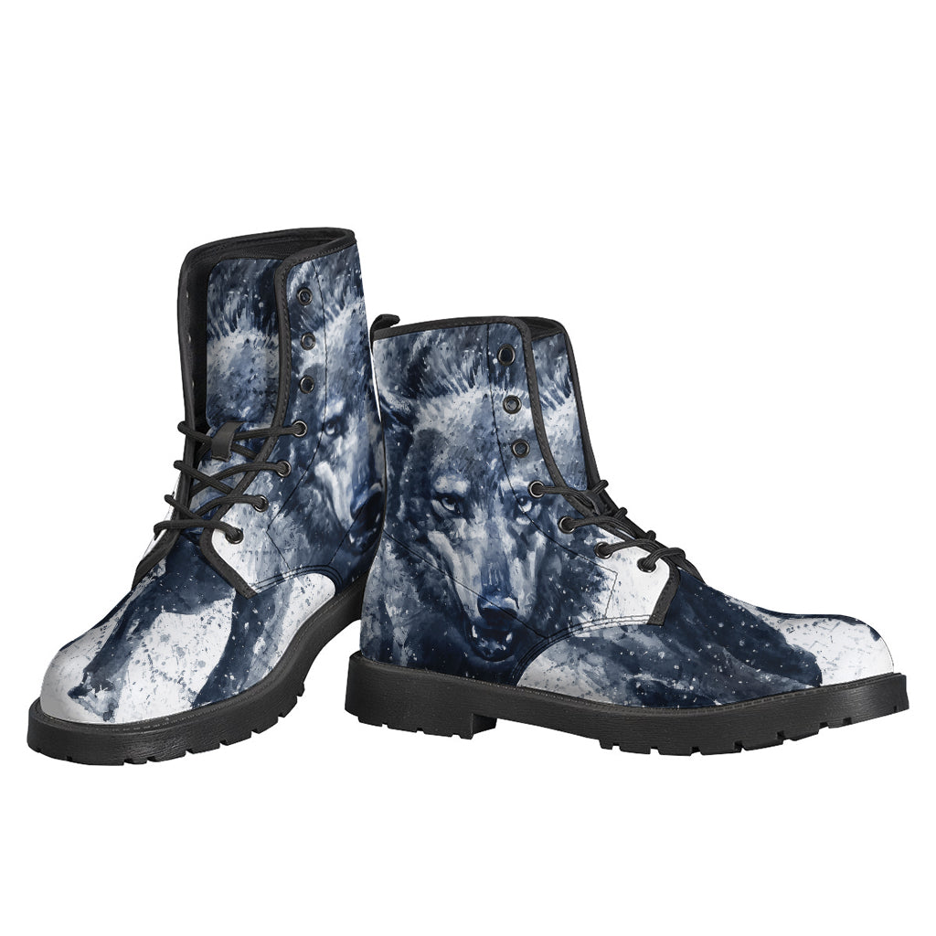 Watercolor Wolf Portrait Print Backpack
