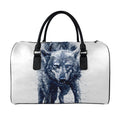 Watercolor Wolf Portrait Print Leather Duffel Bag