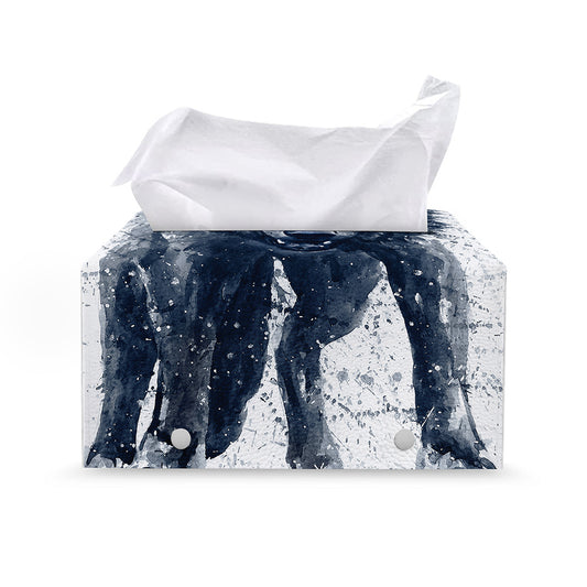 Watercolor Wolf Portrait Print Leather Tissue Box Cover