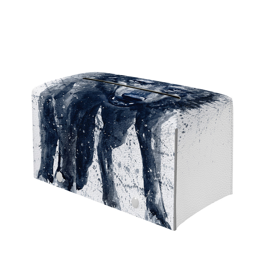 Watercolor Wolf Portrait Print Leather Tissue Box Cover