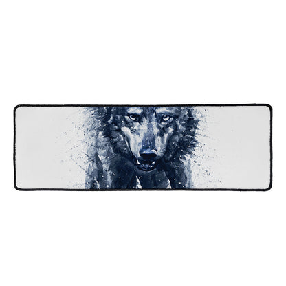 Watercolor Wolf Portrait Print Long Kitchen Mat