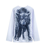 Watercolor Wolf Portrait Print Long Sleeve Short Coat