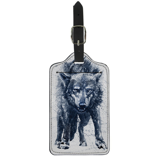 Watercolor Wolf Portrait Print Luggage Tag