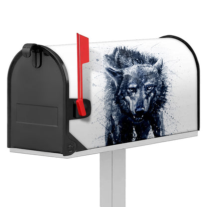 Watercolor Wolf Portrait Print Mailbox Cover