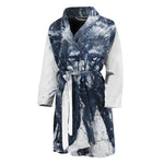Watercolor Wolf Portrait Print Men's Bathrobe
