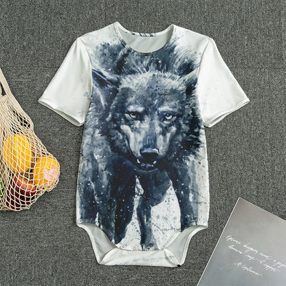 Watercolor Wolf Portrait Print Men's Bodysuit