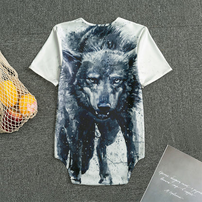 Watercolor Wolf Portrait Print Men's Bodysuit