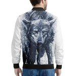 Watercolor Wolf Portrait Print Men's Bomber Jacket