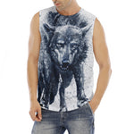 Watercolor Wolf Portrait Print Men's Fitness Tank Top