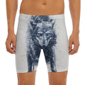 Watercolor Wolf Portrait Print Men's Long Boxer Briefs