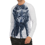 Watercolor Wolf Portrait Print Men's Long Sleeve Rash Guard