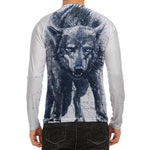 Watercolor Wolf Portrait Print Men's Long Sleeve Rash Guard