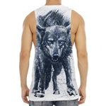Watercolor Wolf Portrait Print Men's Muscle Tank Top