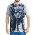 Watercolor Wolf Portrait Print Men's Polo Shirt