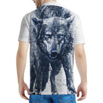 Watercolor Wolf Portrait Print Men's Polo Shirt