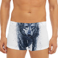 Watercolor Wolf Portrait Print Men's Short Boxer Briefs