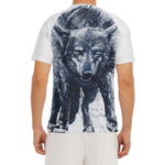 Watercolor Wolf Portrait Print Men's Short Sleeve Rash Guard