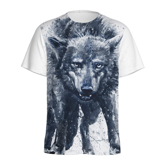 Watercolor Wolf Portrait Print Men's Sports T-Shirt