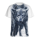 Watercolor Wolf Portrait Print Men's Sports T-Shirt