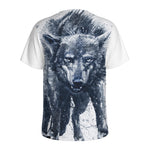 Watercolor Wolf Portrait Print Men's Sports T-Shirt