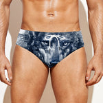 Watercolor Wolf Portrait Print Men's Swim Briefs